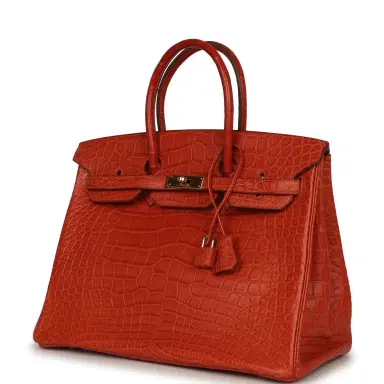 HERMÈS Pre-owned Hermes Birkin 35 Orange Matte Alligator Gold Hardware | Thumbnail 5 HERMÈS Pre-owned Hermes Birkin 35 Orange Matte Alligator Gold Hardware | Thumbnail 5