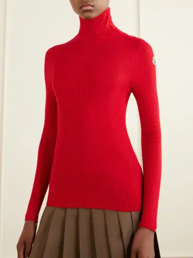 Moncler Logo-appliquéd Ribbed Wool Sweater | Thumbnail 3