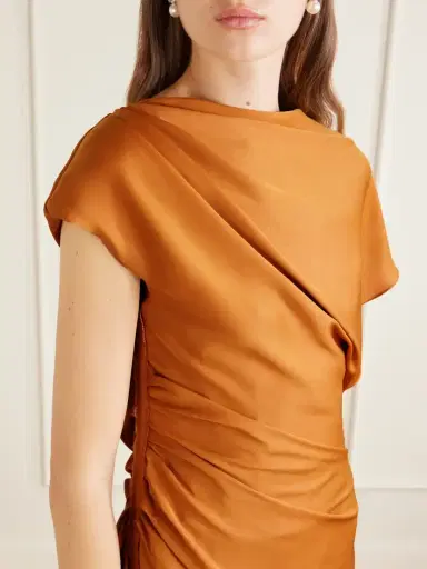 Marmar Halim Asymmetric Draped Satin Gown | Thumbnail 4
