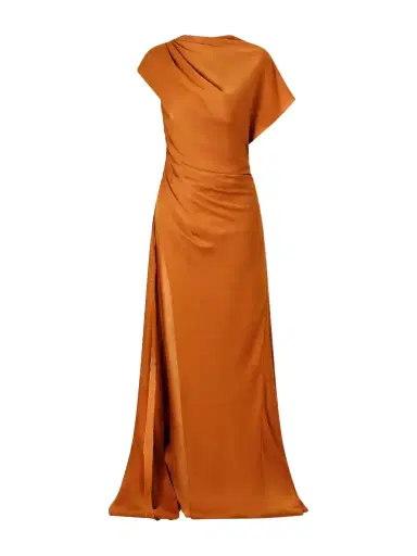 Marmar Halim Asymmetric Draped Satin Gown | Thumbnail 1