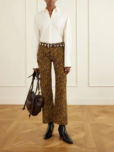 R13 Joan Cropped Animal-print Flared Jeans | Thumbnail 2 R13 Joan Cropped Animal-print Flared Jeans | Thumbnail 2