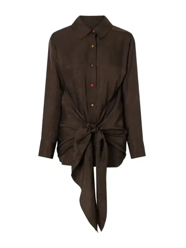 OSSOU Arroyo Knotted Crinkled-satin Shirt
