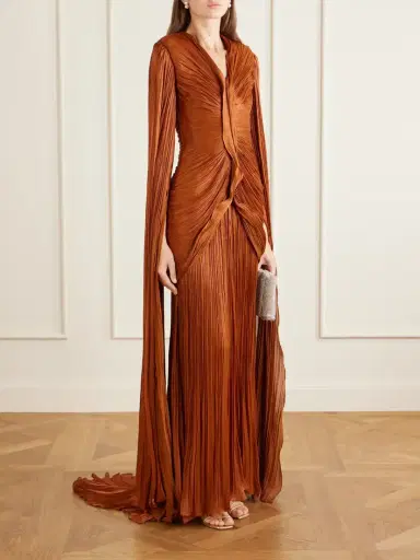 Marmar Halim Pleated Ruched Satin Gown | Thumbnail 2