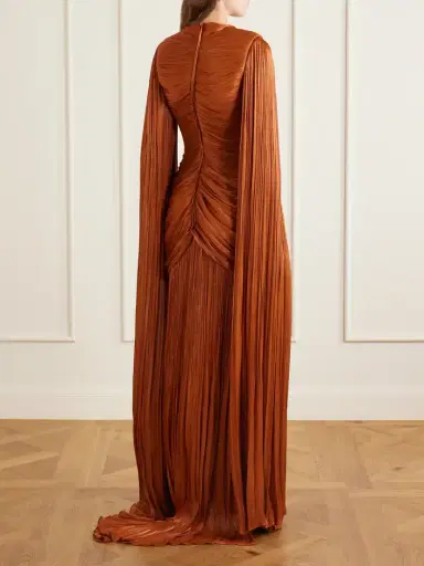 Marmar Halim Pleated Ruched Satin Gown | Thumbnail 3