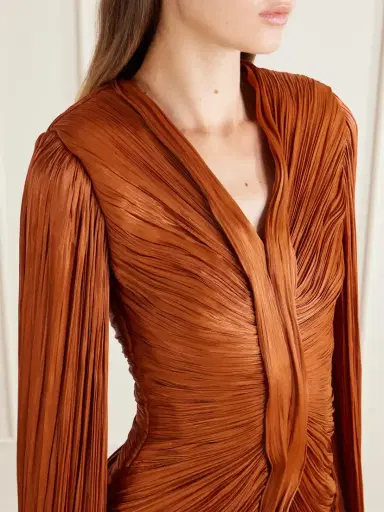 Marmar Halim Pleated Ruched Satin Gown | Thumbnail 4