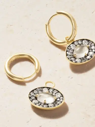 By Pariah 14-karat Recycled Gold, Rhodium, Diamond And Topaz Hoop Earrings | Thumbnail 3 By Pariah 14-karat Recycled Gold, Rhodium, Diamond And Topaz Hoop Earrings | Thumbnail 3