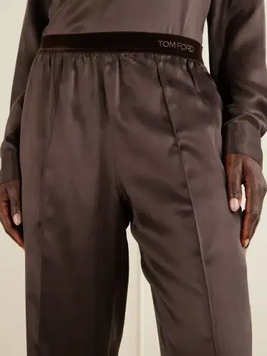 Tom Ford Velvet-trimmed Silk-satin Straight-leg Pants | Thumbnail 5