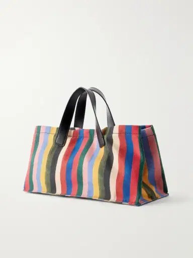 Staud Port Logo-embossed Leather-trimmed Striped Canvas Tote | Thumbnail 4 Staud Port Logo-embossed Leather-trimmed Striped Canvas Tote | Thumbnail 4