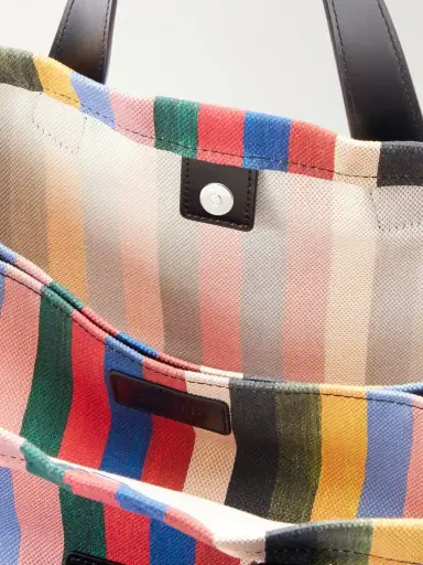 Staud Port Logo-embossed Leather-trimmed Striped Canvas Tote | Thumbnail 6 Staud Port Logo-embossed Leather-trimmed Striped Canvas Tote | Thumbnail 6