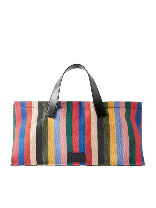 Port Logo-embossed Leather-trimmed Striped Canvas Tote