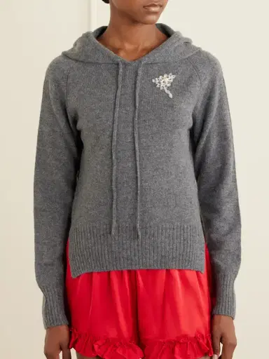 Simone Rocha Embellished Knitted Cashmere Hoodie | Thumbnail 3 Simone Rocha Embellished Knitted Cashmere Hoodie | Thumbnail 3