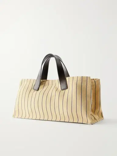 Staud Port Logo-embossed Leather-trimmed Striped Canvas Tote | Thumbnail 4 Staud Port Logo-embossed Leather-trimmed Striped Canvas Tote | Thumbnail 4