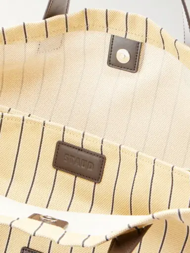 Staud Port Logo-embossed Leather-trimmed Striped Canvas Tote | Thumbnail 6 Staud Port Logo-embossed Leather-trimmed Striped Canvas Tote | Thumbnail 6