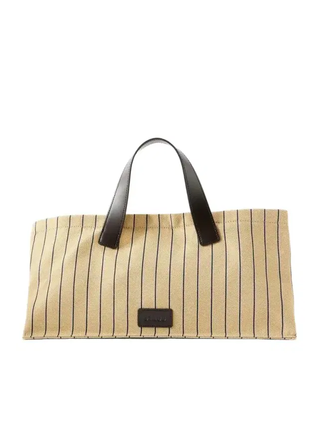 Staud Port Logo-embossed Leather-trimmed Striped Canvas Tote