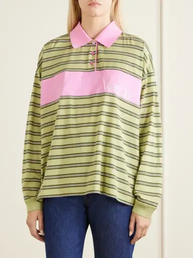 Versace Logo-embroidered Striped Cotton-jersey Polo Shirt | Thumbnail 3