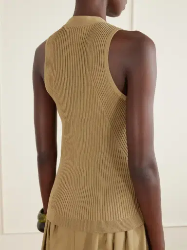 Max Mara Fiorire Lace-detailed Ribbed Cotton-blend Vest | Thumbnail 4