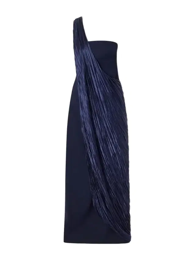 Marmar Halim Strapless Pleated Satin-trimmed Crepe Gown