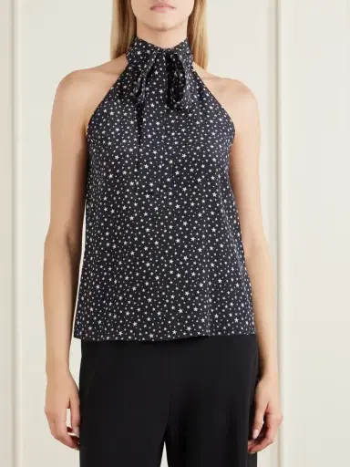 Nili Lotan Alla Polka-star Halterneck Silk Blouse | Thumbnail 3 Nili Lotan Alla Polka-star Halterneck Silk Blouse | Thumbnail 3
