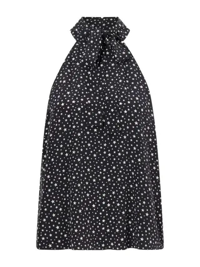 Alla Polka-star Halterneck Silk Blouse