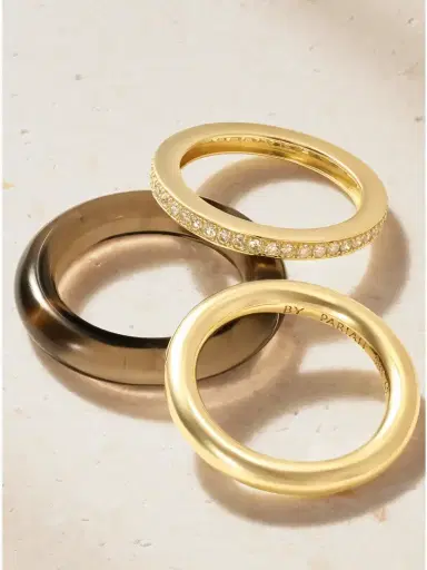 By Pariah Set Of Three 14-karat Gold, Diamond And Smokey Quartz Rings | Thumbnail 3 By Pariah Set Of Three 14-karat Gold, Diamond And Smokey Quartz Rings | Thumbnail 3