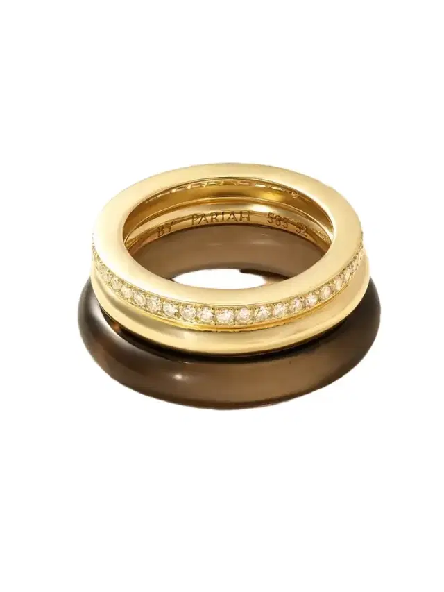 By Pariah Set Of Three 14-karat Gold, Diamond And Smokey Quartz Rings