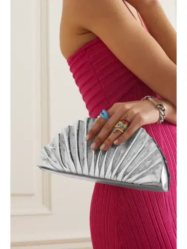Cult Gaia Nala Ruched Metallic Leather Clutch | Thumbnail 2 Cult Gaia Nala Ruched Metallic Leather Clutch | Thumbnail 2