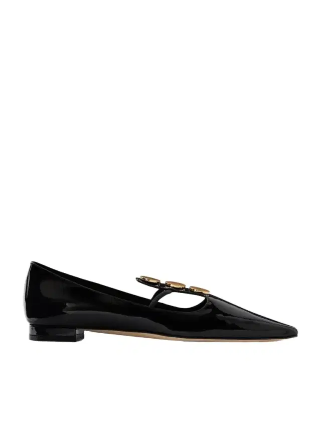 Manolo Blahnik Khafre Embellished Patent-leather Flats