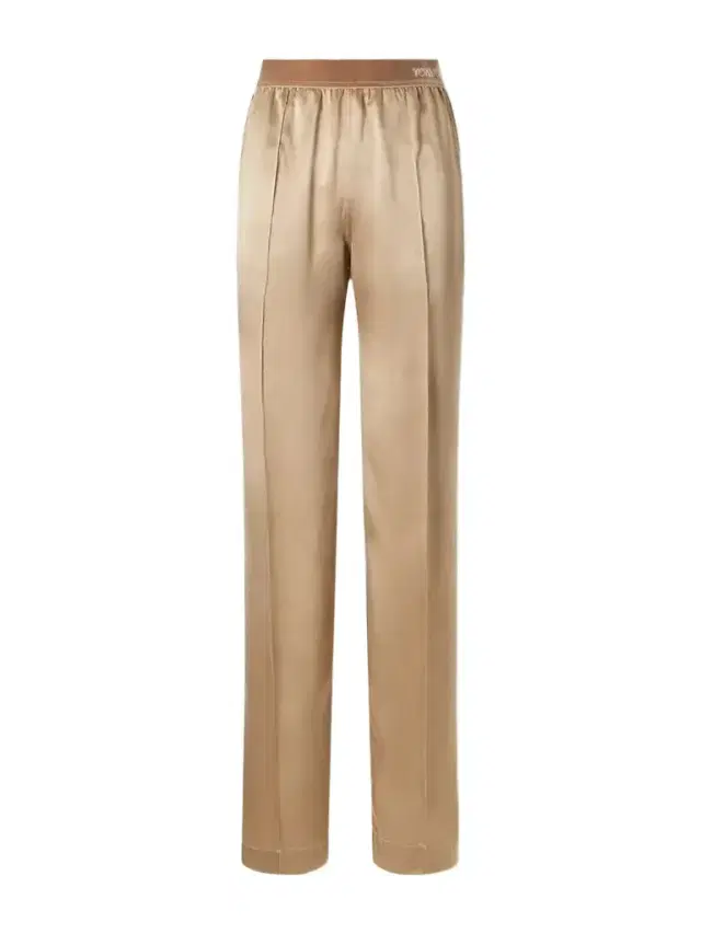 Tom Ford Logo-embroidered Velvet-trimmed Silk-satin Straight-leg Pants