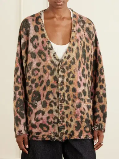 R13 Distressed Animal-print Cashmere Cardigan | Thumbnail 3 R13 Distressed Animal-print Cashmere Cardigan | Thumbnail 3