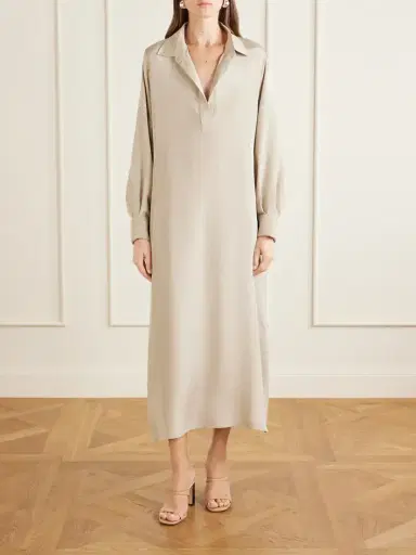 Max Mara Logo-embroidered Silk-crepe De Chine Midi Dress | Thumbnail 3