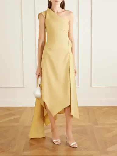 Marmar Halim Asymmetric Draped Crepe Midi Dress | Thumbnail 2