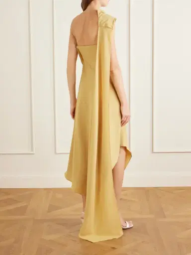Marmar Halim Asymmetric Draped Crepe Midi Dress | Thumbnail 3
