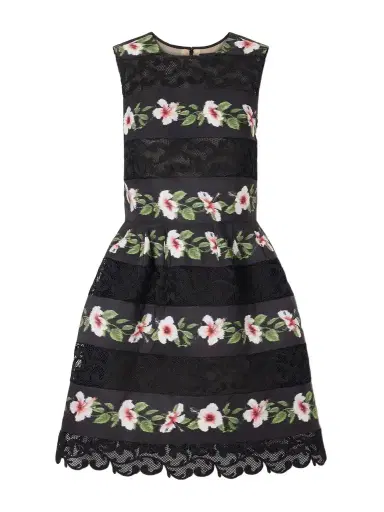 Oscar de la Renta Floral-print Lace-trimmed Crepe De Chine Mini Dress | Thumbnail 1 Oscar de la Renta Floral-print Lace-trimmed Crepe De Chine Mini Dress | Thumbnail 1