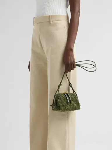 Bottega Veneta Women's Concert Suede Pouch - Green Tweed Gold | Thumbnail 4
