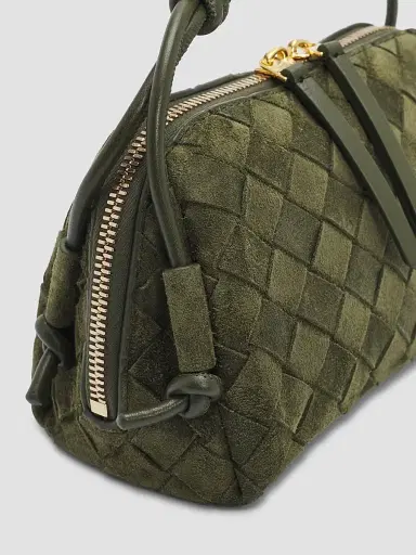 Bottega Veneta Women's Concert Suede Pouch - Green Tweed Gold | Thumbnail 6