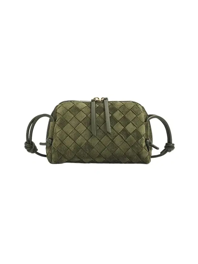 Bottega Veneta Women's Concert Suede Pouch - Green Tweed Gold
