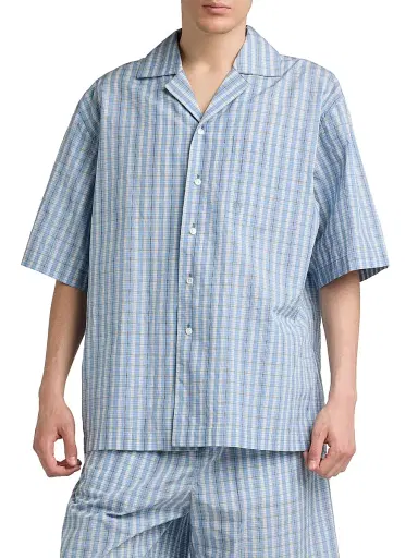 Bottega Veneta Men's Check Cotton-Silk Camp Shirt | Thumbnail 3 Bottega Veneta Men's Check Cotton-Silk Camp Shirt | Thumbnail 3