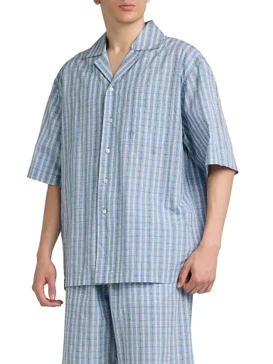 Bottega Veneta Men's Check Cotton-Silk Camp Shirt | Thumbnail 4 Bottega Veneta Men's Check Cotton-Silk Camp Shirt | Thumbnail 4