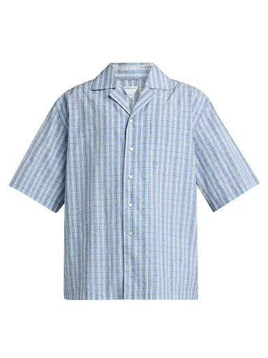 Bottega Veneta Men's Check Cotton-Silk Camp Shirt | Thumbnail 1 Bottega Veneta Men's Check Cotton-Silk Camp Shirt | Thumbnail 1