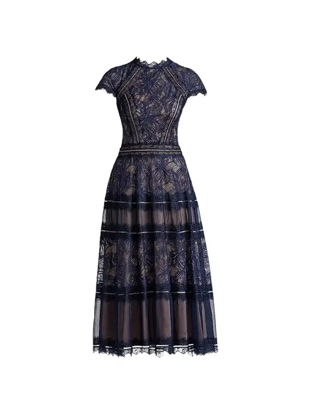 Women's Lace Cocktail Dress - Royal Navy Beige - Size 14