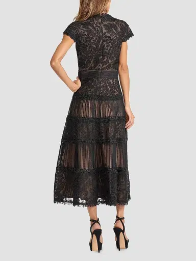 Tadashi Shoji Women's Boette Embroidered Cap-Sleeve Cocktail Dress - Black Beige - Size 18 | Thumbnail 3