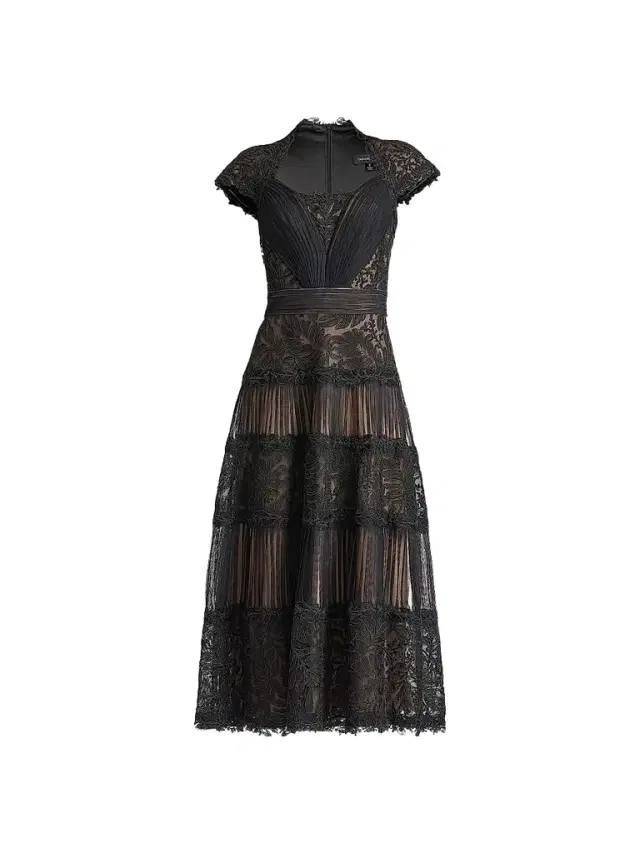 Tadashi Shoji Women's Boette Embroidered Cap-Sleeve Cocktail Dress - Black Beige
