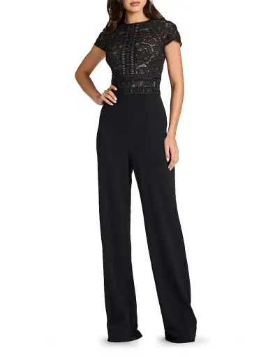 Tadashi Shoji Women's Corded Lace Short-Sleeve Jumpsuit | Thumbnail 2 Tadashi Shoji Women's Corded Lace Short-Sleeve Jumpsuit | Thumbnail 2