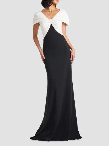Tadashi Shoji Women's Twist-Front Short-Sleeve Gown | Thumbnail 2