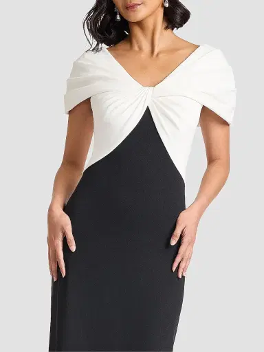 Tadashi Shoji Women's Twist-Front Short-Sleeve Gown | Thumbnail 4