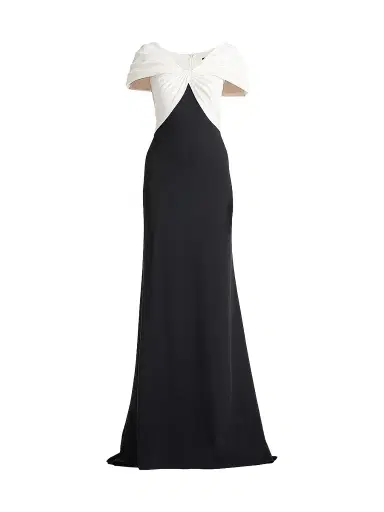 Tadashi Shoji Women's Twist-Front Short-Sleeve Gown | Thumbnail 1