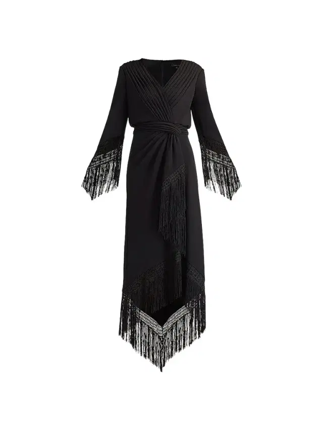 Tadashi Shoji Women's Fringe-Hem Cocktail Dress - Black