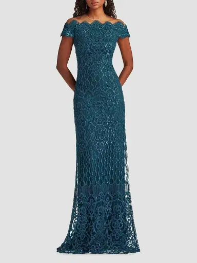Tadashi Shoji Women's Embellished Lace Illusion-Neck Gown - Starry Night | Thumbnail 2