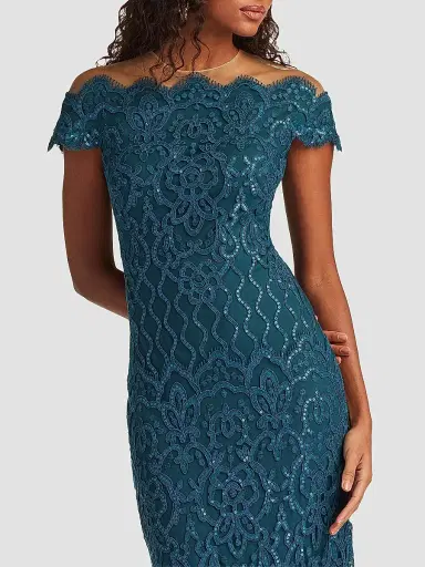 Tadashi Shoji Women's Embellished Lace Illusion-Neck Gown - Starry Night | Thumbnail 4