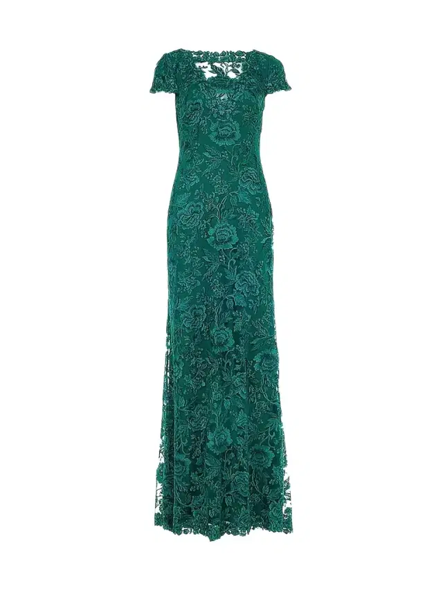 Women's Lace Column Gown - Malachite